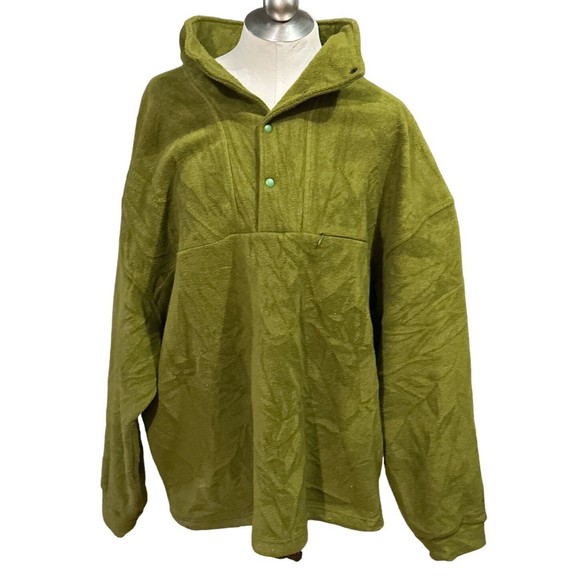 EMS Pinnacle Performance Olive Green Fleece Pullover 1/4 Snap Close Men's XXL - Picture 6 of 6